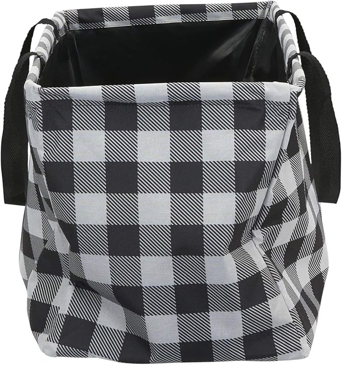 Household Essentials Black and White Plaid Krush Container All-Purpose Utility Tote - Image 7
