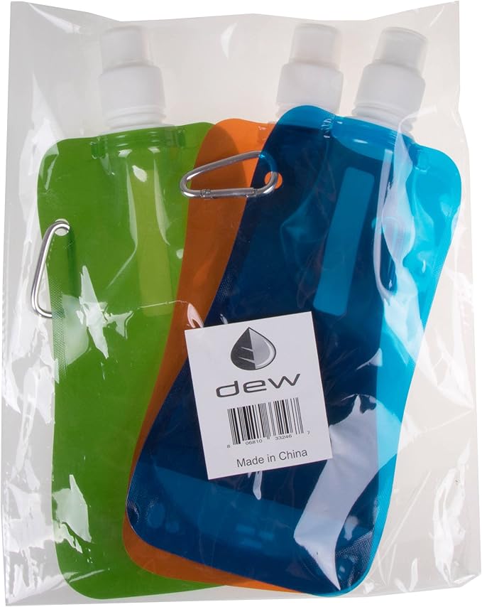 Clever Creations Collapsible Sports Water Bottle 3 Pack, Foldable Leak Proof Travel Bottles for Camping and Hiking, 480 mL Capacity, Blue, Orange, and Green - Image 5
