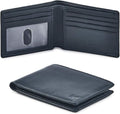 Real Leather Mens Bifold Wallet RFID Blocking Slim Minimalist Front Pocket - Thin & Stylish with ID Window in Gift Box (Nappa, Midnight Navy) by WiseOwlAccessories