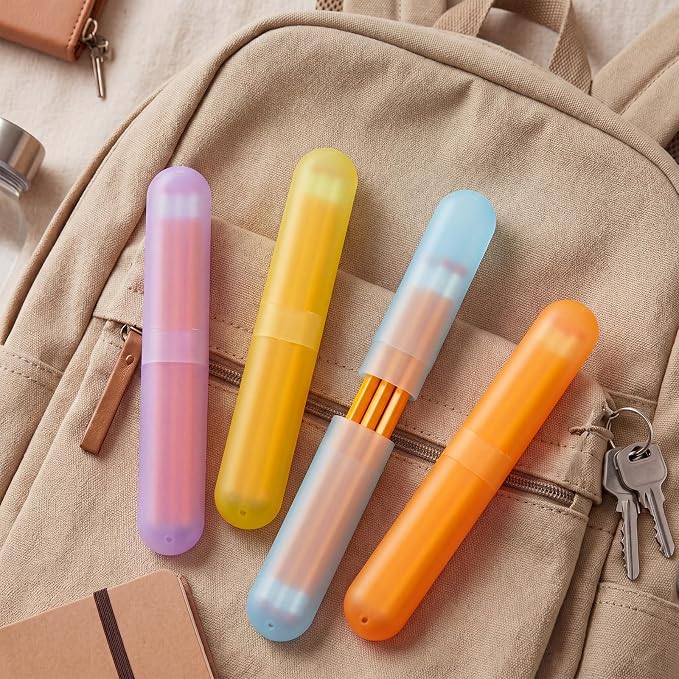 24 Sets Travel Toothbrush Holder with Pencils Bulk Portable Toothpaste Travel Case Multipurpose Toothpaste Boxes Toothbrush Case Storage for Classroom Home School Use (Bright Color) - Image 6