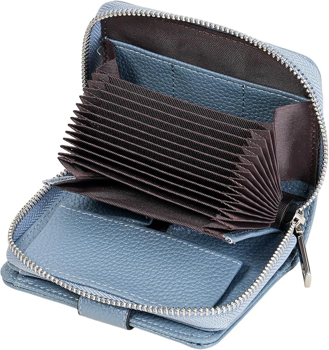 GAEKEAO Women's Leather Wallet RFID Blocking Card Holder with Many Compartments Small Purse with Zipper Key Chain Wallets - Image 6