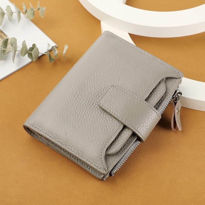 Small Compact Women Wallet RFID Blocking Genuine Leather Bifold Purse with ID Windows - Image 6