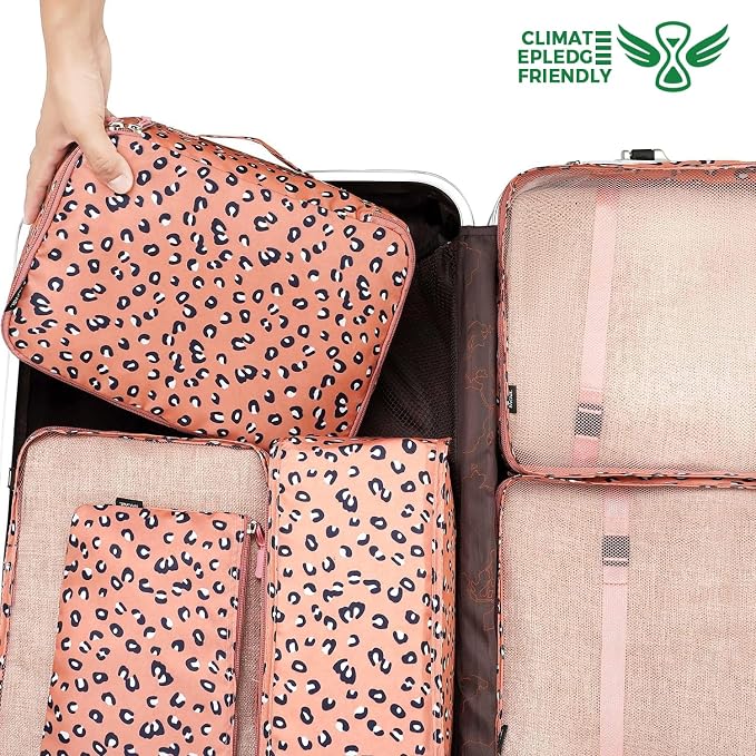 BAGAIL 8 Set Packing Cubes Luggage Packing Organizers for Travel Accessories-Pink Leopard - Image 6
