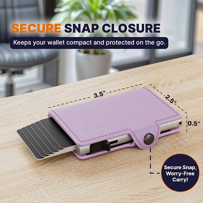 RFID Wallet Women - Light Pink Saffiano Credit Card Holder | Slim Aluminum Women's Wallet Blocks Scanning at 13.56MHz, Holds 4-6 cards with One-Touch Access, Fits Small Purse or Pocket - Image 2
