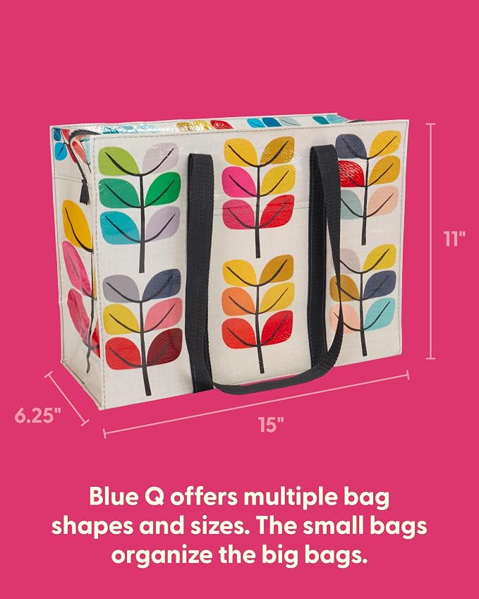 Blue Q Reusable Shoulder Tote Bag – Carry Everywhere Bag with a Hefty Zipper, Durable, Fun Design, 95% Recycled Material - Image 2