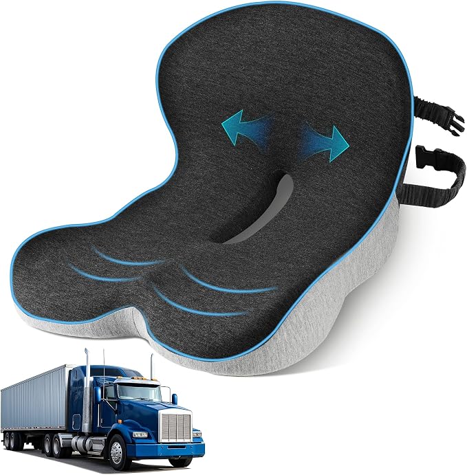 Truck Driver Seat Cushion, Memory Foam L-Shaped Ergonomic Cushion for Office Chairs, Comfort & Support for Long Sitting by jpinlr