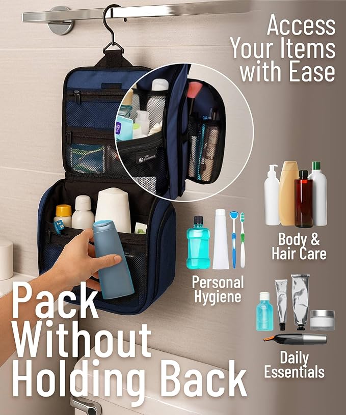D&D Wanderlust D&D Hanging Travel Toiletry Bag for Men and Women – Cosmetics, Makeup and Toiletries Organizer Kit with 10 Compartments - Image 5