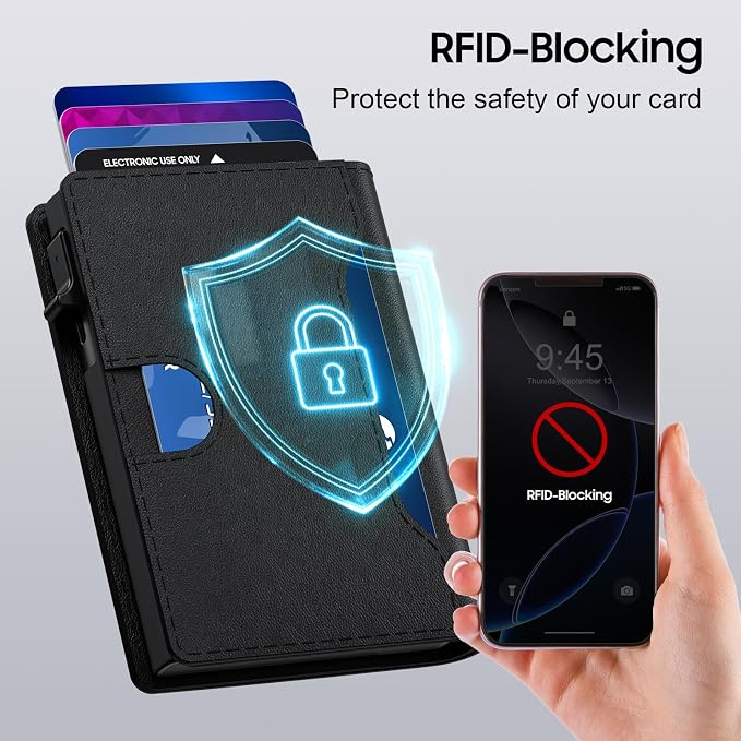 Wallet for Men 8-11 Cards, Mens Slim Wallets, Smart Pop Up Card Wallet With RFID Blocking Function, ID Window, Cash Slots Front Pocket, (Black) - Image 3