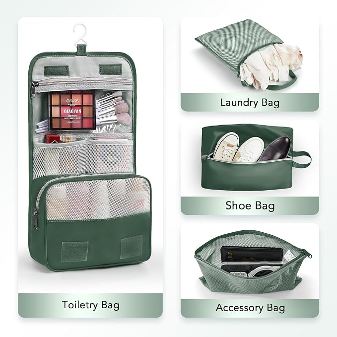 OlarHike 10 Set Compression Packing Cubes for Travel Essentials,Compressible Expandable Space Saver Bags for Organizing Clothes,Luggage Suitcase Garment Bags with Over 1000 pcs Mesh Holes(Dark Green) - Image 5