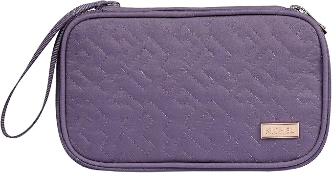NISHEL Electronics Travel Organizer Cord Case, Charger Cable Tech Bag | Double-layer bag keeps chargers, cables, flash drive, and small tech essentials organized for trip, Medium, Purple - Image 8