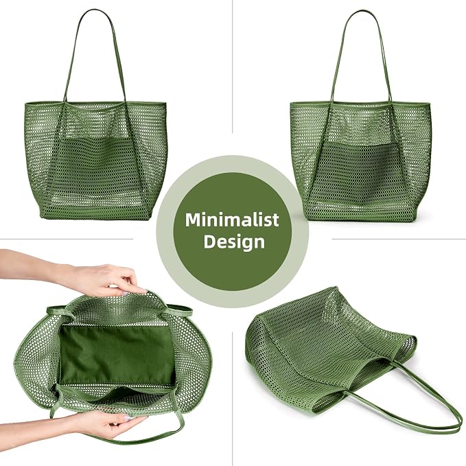 KALIDI Beach Mesh Tote Bag, Casual MAX 23L Summer Foldable Hobo Bag Women | Sandproof Widen Strap Large Shoulder Bag For Lake Pool Vacation Travel Picnic Grocery Market Shopping Carrier - Image 7