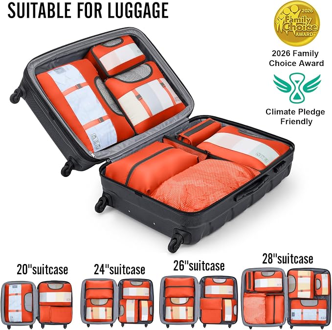Veken 10 Set Packing Cubes for Travel Essentials,Anti-Wrinkle Buckled Suitcase Organizer for Shoe & Toiletry Bag,Carry On Luggage Bag with 99+ Count Mesh Holes for Airplane & College Dorm Accessories - Image 4