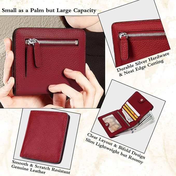 Small Leather Wallet for Women, Ladies Credit Card Holder RFID Blocking Women's Mini Bifold Pocket Purse - Image 3