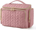 BAGSMART Travel Toiletry Bag, Large Wide-open Travel Bag for Toiletries, Makeup Cosmetic Travel Bag with Handle-Dark Pink by BAGSMART