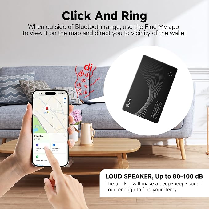 2026 [Apple MFi Certified] (iOS Only) Wallet Tracker Card, Rechargeable Thin Finder, Works with Apple Find My, IP68 Waterproof Item Locator for Luggage Tags, Passports, Phone (Black, 2 Pack) - Image 3