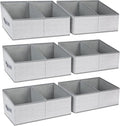 DIMJ Large Closet Shelf Organizer Bins 6 Packs with Handles and Divider, Fabric Trapezoid Storage Baskets, Foldable Clothes Containers Box for Shelf, Towel, Book, Toy, Purse, Hats, Grey by DiMJ