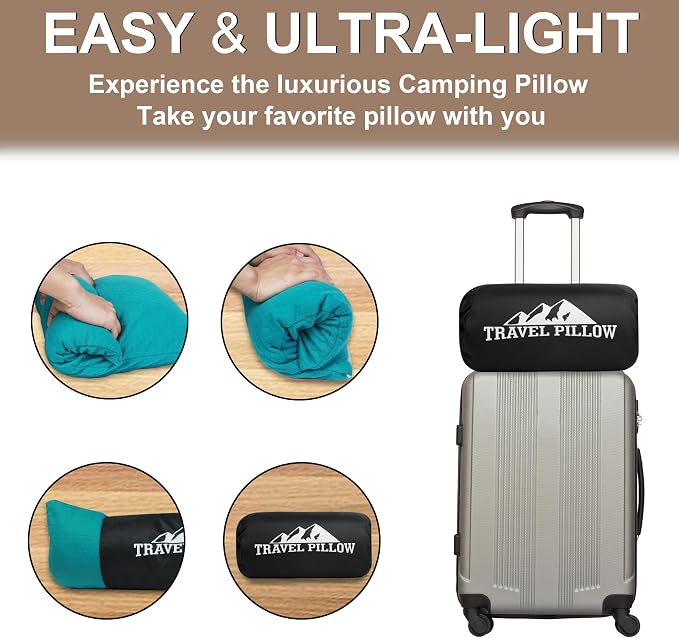 Camping Pillow Small Shredded Memory Foam Pillow, Travel Pillow Breathable and Soft, Suitable for Backpacking Hiking, Airplane and Car - Image 7