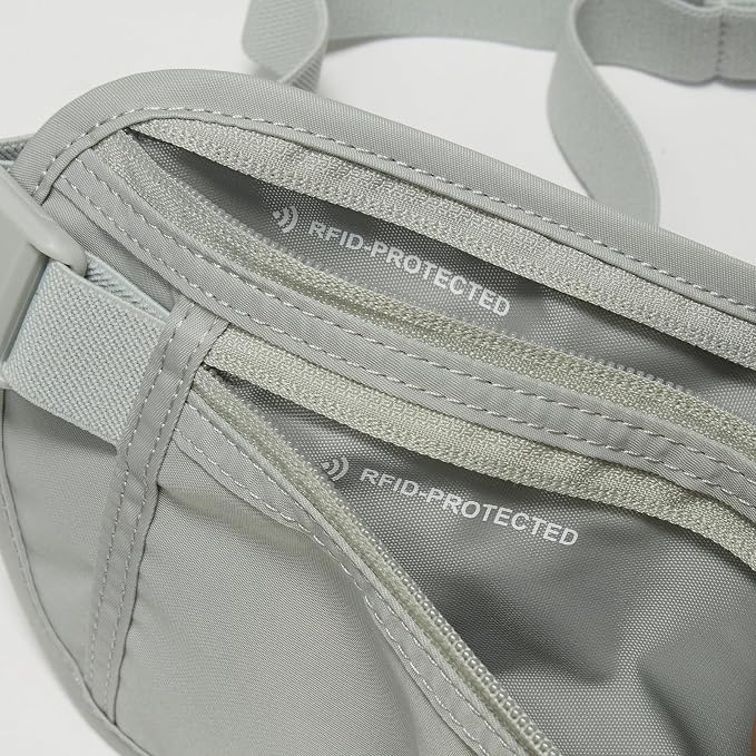 Pander RFID Blocking Travel Money Belt – Hidden Waist Pouch for Passport, Cash, Cards, Slim Belt Bag for Men and Women, Light Grey - Image 4