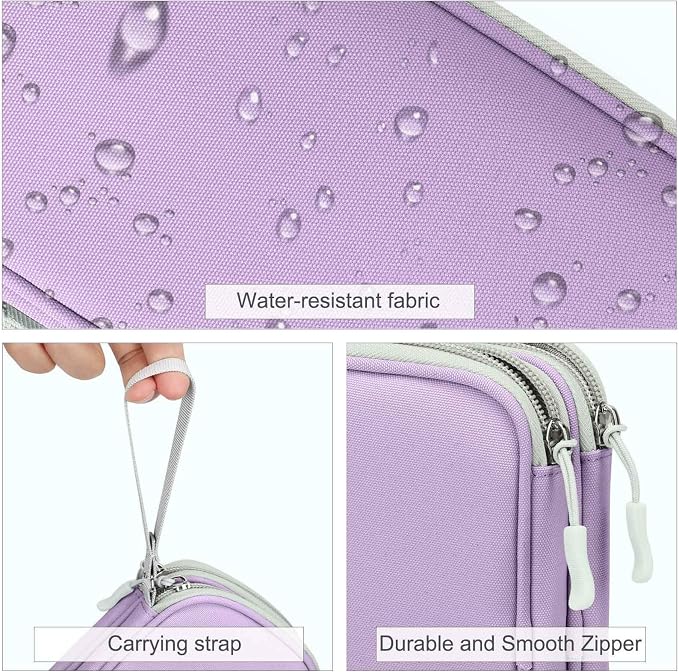 FYY Electronic Organizer, Travel Tech Pouch Bag, Large, Light Purple | Wrist Strap, Waterproof, Double Layers Portable Electronics Travel Carrying Case for Cord, Charger, Daily Business Trips Use - Image 4