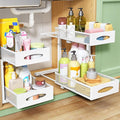 Under Sink Organizer, 2 Tier Pull out Cabinet Organizer Baskets with Mesh Sliding Drawers, Slide out Storage Shelf for Home, Kitchen, Bathroom, Pantry, Office Cabinet(1 Pack, White) by Kitstorack