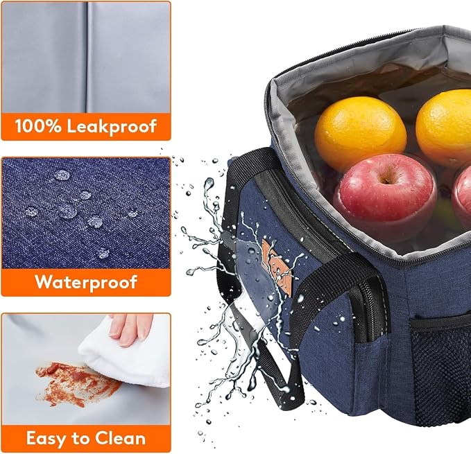 Lifewit Medium Lunch Bag, Insulated Lunch Box, Soft Cooler Cooling Tote for Adult Men Women, Dark Blue 12-Can (9L) - Image 6