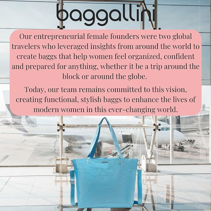 Baggallini Carryall Tote - Lightweight Nylon Zipper Top Weekender Travel Beach Bag w/Luggage Sleeve - Image 8