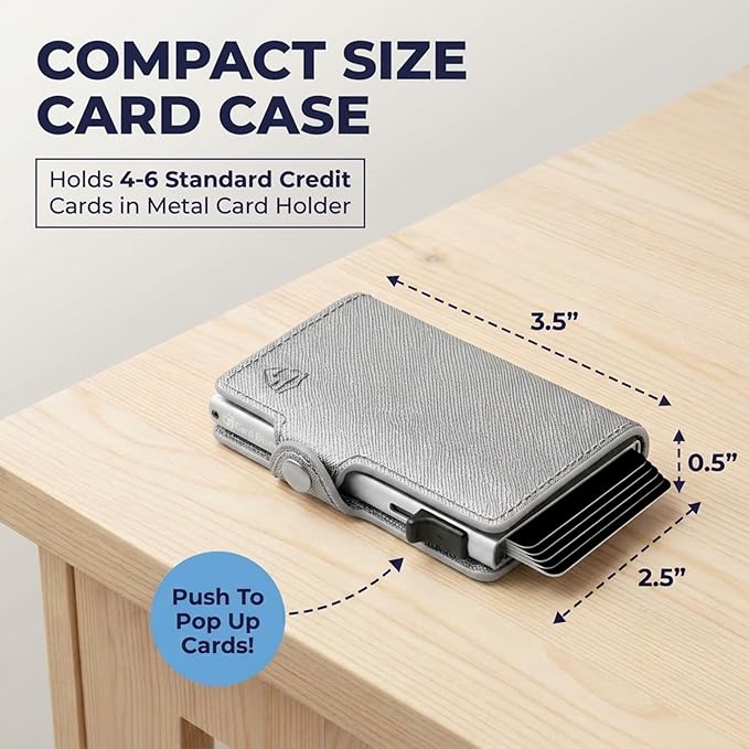 Pop Up Wallet for Women RFID Wallet Slim Aluminum Card Holders | Holds 4-6 Cards with Cash & ID Storage, Featuring One Click Metal Card Ejector & Slim PU Leather Design for Daily Carry - Image 2