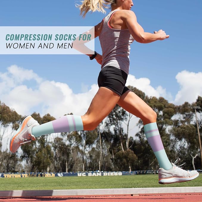 fenglaoda Compression Socks Women Men 4 Pairs, Knee High Support Socks for Running, Sports, Travel, Flight, Nurse - Image 7