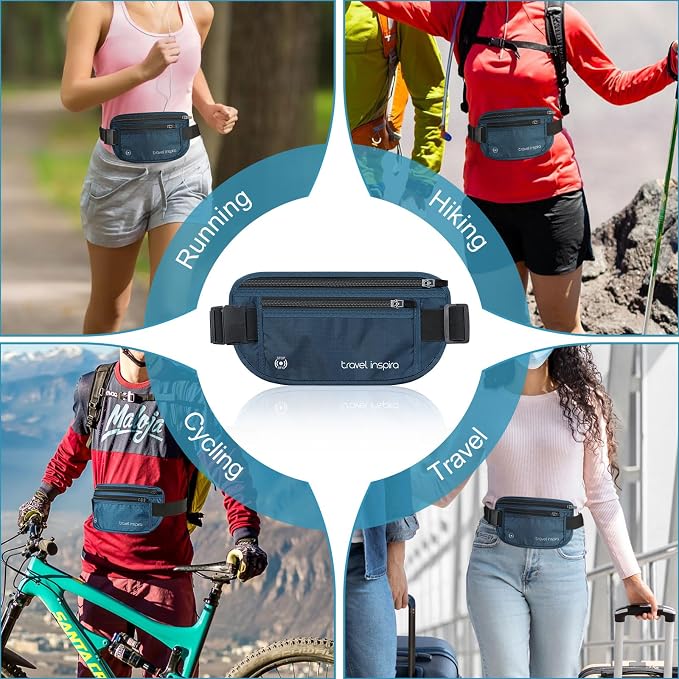Travel Money Belt with Slim Anti-Theft RFID Passport Holder for Travel | Waist Pack Concealed under Clothes for Ultimate Protection of Credit Cards, Cash, Passport & Documents, Navy Blue - Image 8