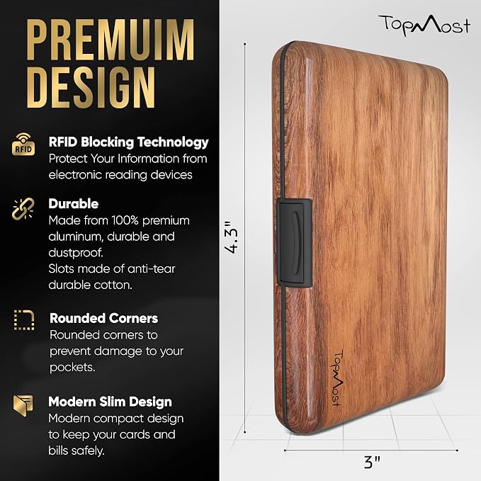 TopMost Aluminum Wallet, Card Case Wallet, Metal RFID Credit Card Holder for Men & Women, 6 Cotton Slots for 10-12 Cards And Bills, Rfd Protective - Image 2