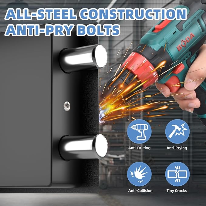 Digital Electronic Money Safe, Steel Security Lock Box with Keypad, Office Hotel Business Jewelry Gun Cash Safe, 0.23 Cubic Feet, 9.06" W x 6.69" D x 6.69" H（black） - Image 6