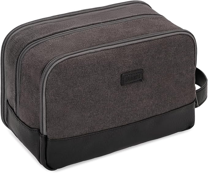 WANDF Travel Toiletry Bag for Men, Canvas Shaving Dopp Kit | Wet Separation, Water-Resistant Fabric, Travel Bag for Toiletries, Shaving Accessories, Weekend Trips by WANDF