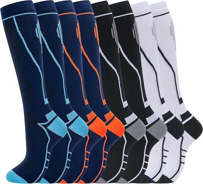 hello momoya Compression Socks for Women Men Circulation Knee High 8 Pairs for Nurses, Running, Travel, Athletic by HELLOMOMOYA