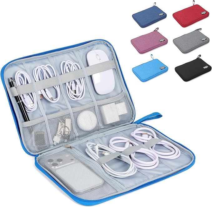 Cable Organizer Bag, Electronics Organizer Case for Tech Accessories | Store chargers, cables, power banks and adapters with elastic loops, mesh pockets and organized compartments for travel. by Unknown