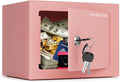 CDC DIGI Steel Security Safe Box with Key Lock,Safe Box for Home, Office, Money, Jewelry, Documents and Valuables, 0.23 Cubic Feet, 9.06" W x 6.69" D x 6.69" H, Pink by CDC+DIGI