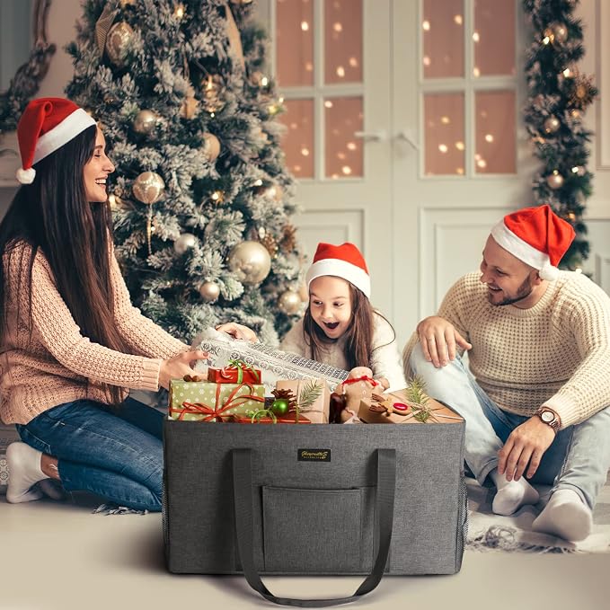 GhvyenntteS Extra Large Utility Tote Bag 2 Pack - Stand Up Utility Tote with Metal Wire Frame & Hard Bottom Board, Reusable Grocery Bags With Handles for Storage, Picnics, Beach, Laundry, Car, Camping - Image 7