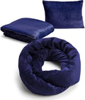 NAPRO 3‑in‑1 Travel Blanket Pillow Scarf – Convertible 50×80″ Blanket, 12×16″ Pillow, 80″ Infinity Neck Pillow – Lightweight, Plush – Navy Blue by NaPro