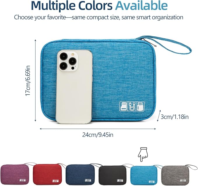 Cable Organizer Bag, Electronics Case for Cords, Chargers & Tech | Organize cables, chargers and power banks with elastic loops, mesh pockets and a slim design for travel. - Image 4
