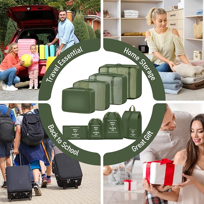 8 Set Packing Cubes for Travel Suitcase Organizer Bags Luggage Packing Cubes Set Travel Essentials Accessories Gifts for Women - Image 7