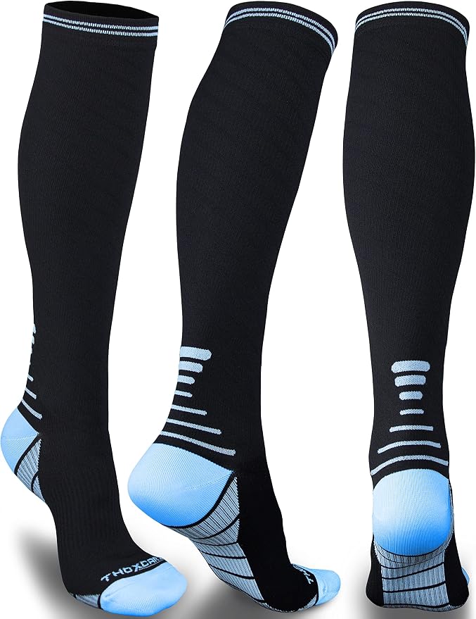 Compression Socks for Women Men 20-30 mmHg, Knee High Support Circulation Sock for Travel Sport Medical (1or 2Pair) by Thoxcare