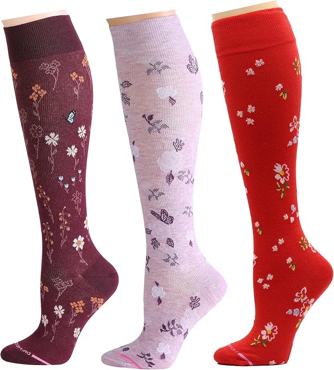 Dr. Motion 3 Pairs Therapeutic Graduated Compression Women's Knee-hi Socks by Dr.+Motion