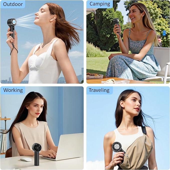 Handheld Fan with Ice Cooler, Mini Portable Fan Rechargeable, 18Hrs Cooling, 0-100 Adjustable Speed, Small Yet Powerful, Personal Hand Fans for Travel, Beach, Outdoor, Makeup, Gifts for Women - Image 7