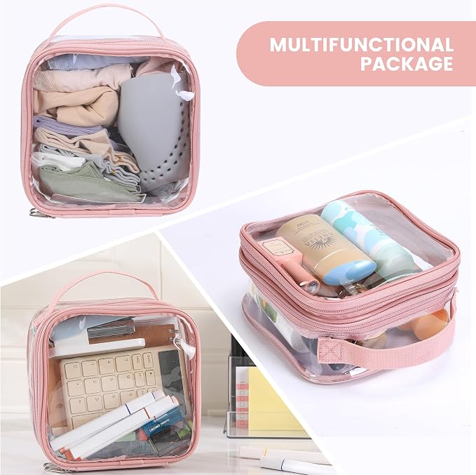 BORMELUN TSA approved small toiletry bag - clear travel pouch carry on case organizer reusable see-through pvc plastic small （pink - Image 7