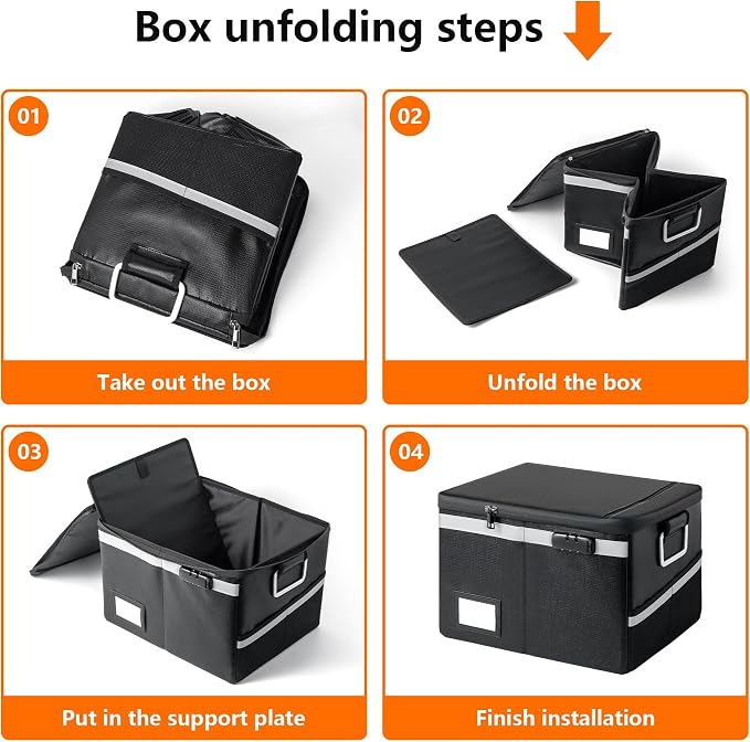 Fireproof Waterproof Document Box with Lock Collapsible Portable File Organizer Hard Shell Storage for Hanging Letter Legal Folders Home Office Safe Black 15.7x11.2x10.2in - Image 5