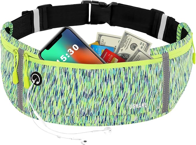 USHAKE Slim Running Belt, Workout Fanny Pack for Men Women,Exercise Waist Pack for Apple iPhone Holder, Runner Belt for Running Walking Cycling Camping Gym by USHAKE