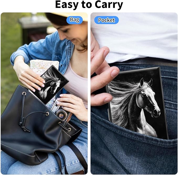 Metal Wallet,Credit Card Holder for Women Men,RFID Blocking Card Holder Wallet Mini Slim Aluminum Wallet ID Case Hard Card Case Business Card Holder Case,White Horse Black - Image 4