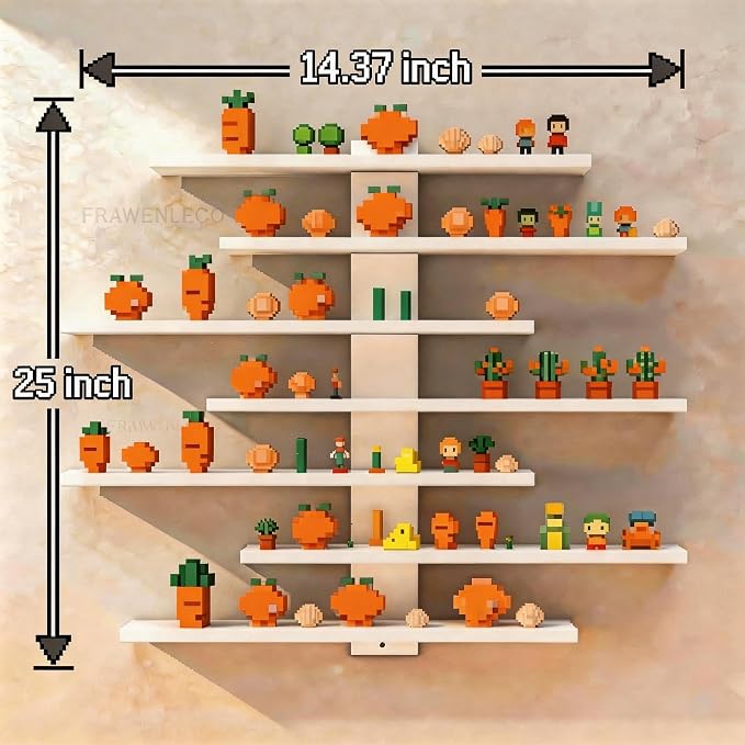 No Drill Floating Shelf for Wall, 7-Tier Wall Mounted Organizer, Damage-Free Display Shelf for Collectibles, Figures, Bathroom Kitchen Storage, White - Image 2