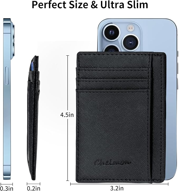 Chelmon Slim Wallet for Men, Minimalist Front Pocket RFID Blocking Credit Card Holder - Image 3