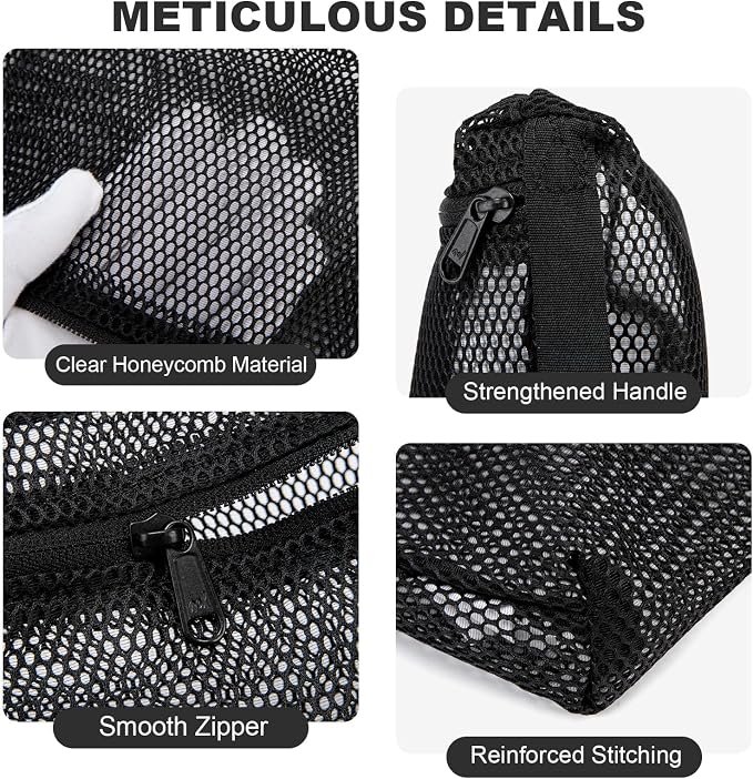 NOL 3-Pack Mesh Travel Toiletry Bags - Clear Zipper Travel Organizer, Airport Carry-On Compliant Reusable Cosmetic Makeup Bag for Women & Men (Black) - Image 7