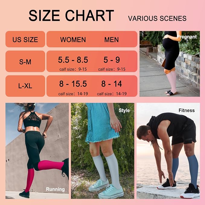 4 Pairs Compression Socks for Women Circulation-Best Support for Nurses,Running,Athletic,Travel - Image 6